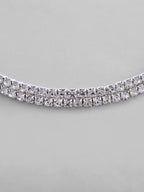 VOJ Silver Plated Choker Two Layer Necklace | Grocsy
