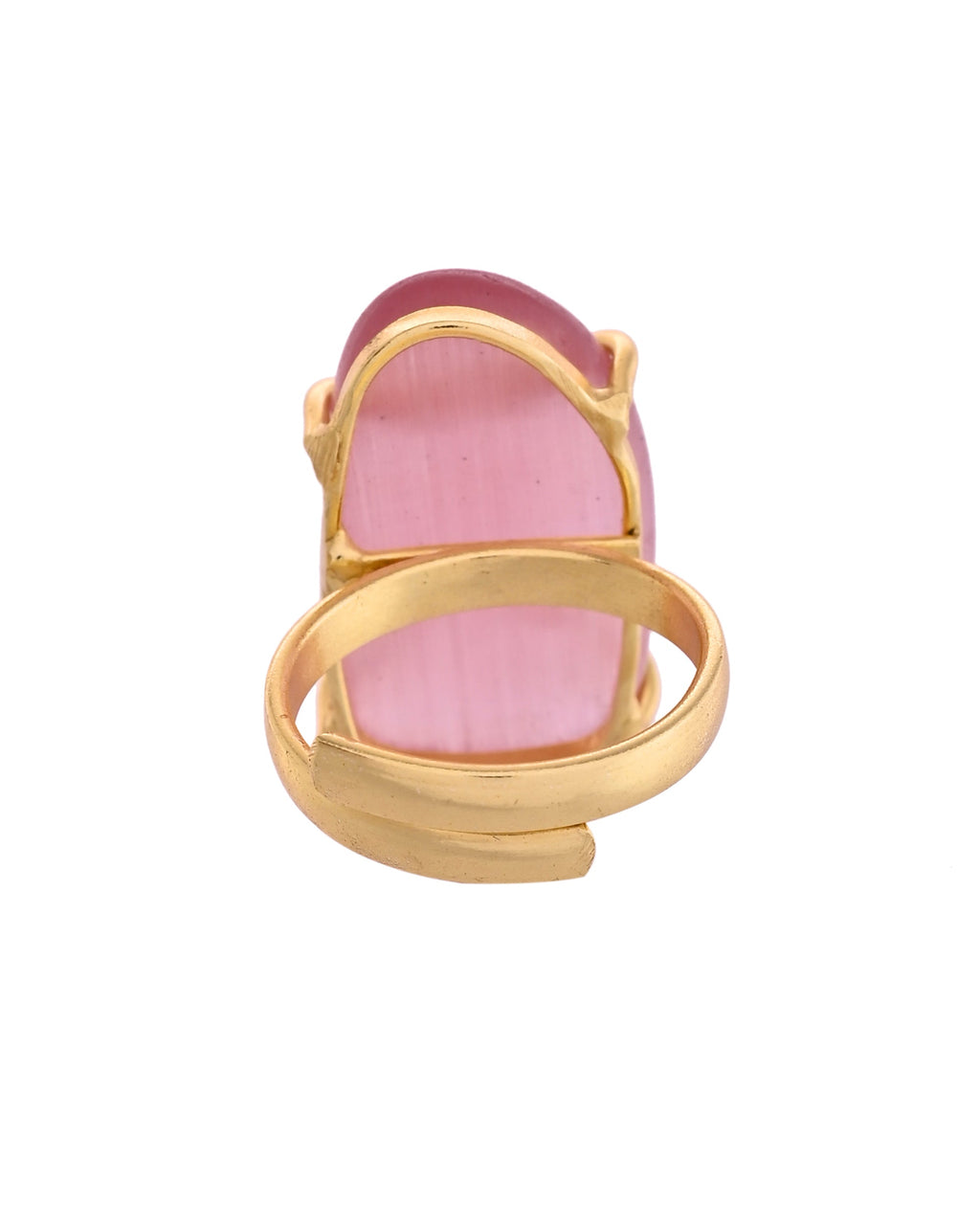 VOJ Stainless Steel Gold Polished Stone-Studded Adjustable Finger Ring | Grocsy