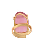 VOJ Stainless Steel Gold Polished Stone-Studded Adjustable Finger Ring | Grocsy
