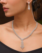 VOJ Silver Plated CZ- Stone Studded Designer Jewellery Set | Grocsy