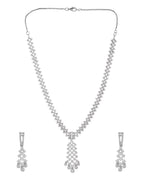 VOJ Silver Plated CZ- Stone Studded Designer Jewellery Set | Grocsy