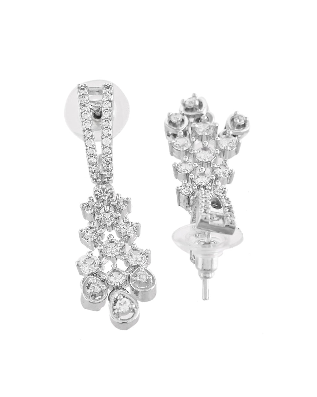VOJ Silver Plated CZ- Stone Studded Designer Jewellery Set | Grocsy