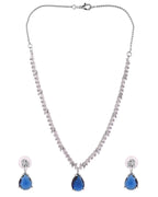 VOJ Silver Plated Blue Stone Studded Necklace Set | Grocsy