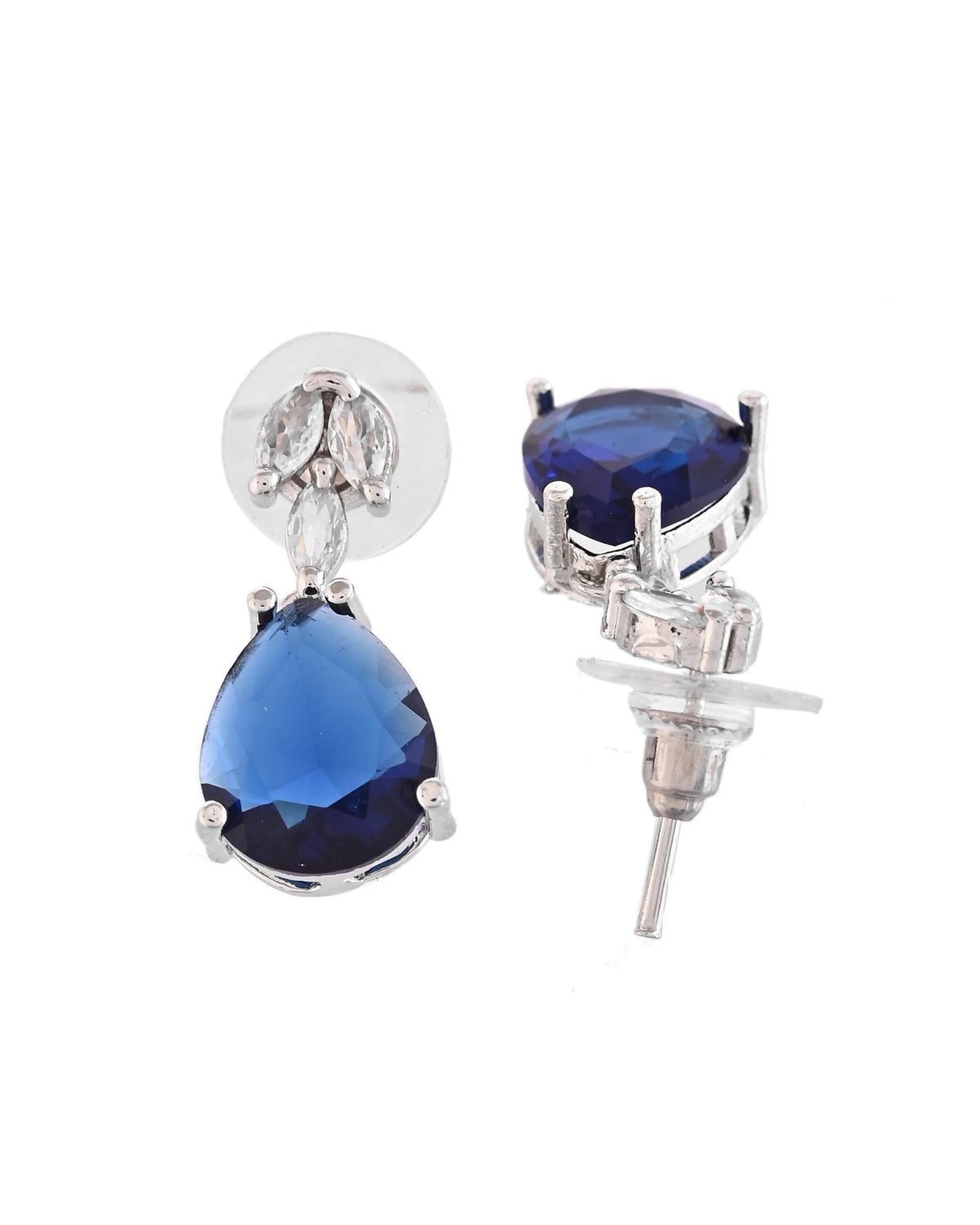 VOJ Silver Plated Blue Stone Studded Necklace Set | Grocsy