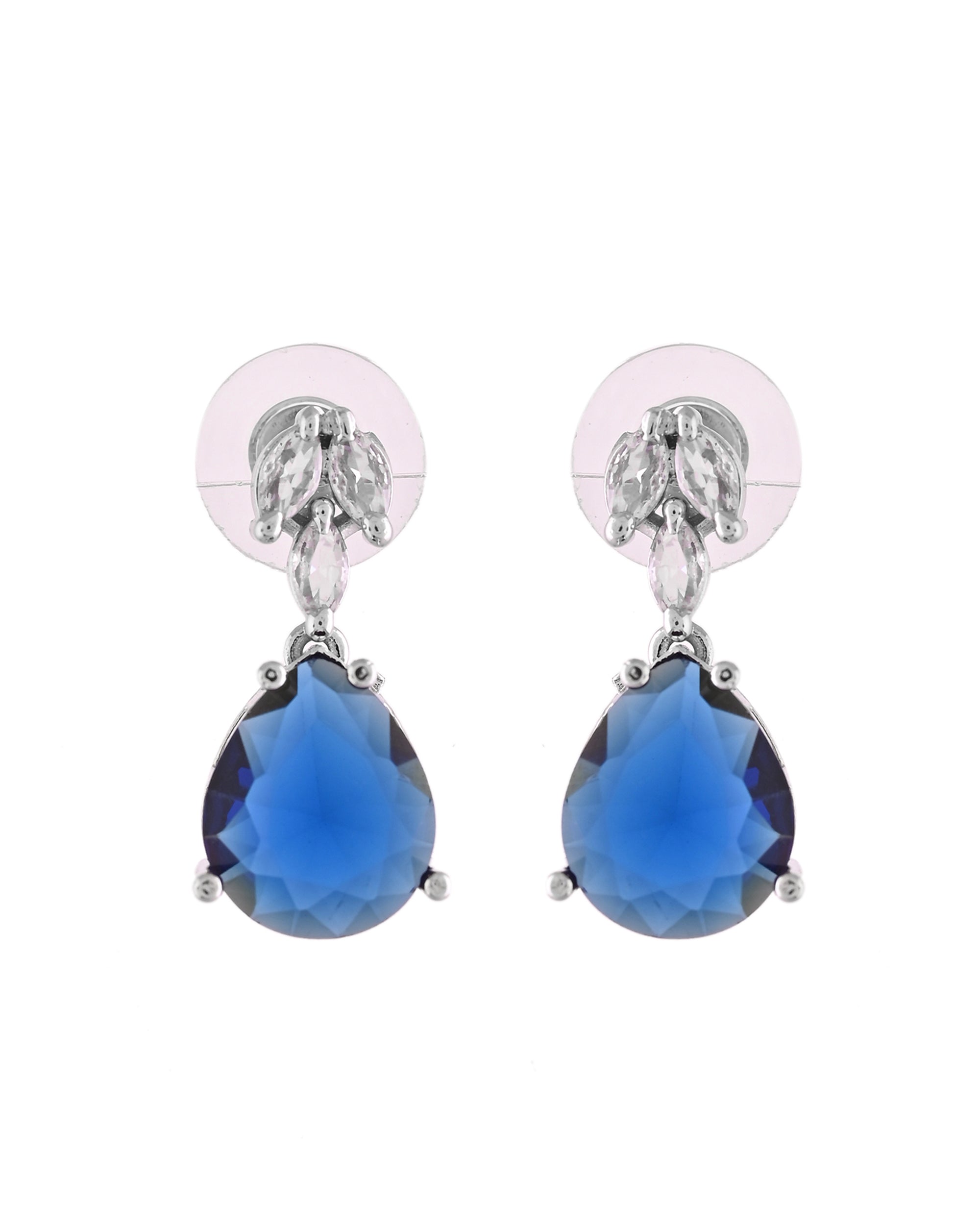 VOJ Silver Plated Blue Stone Studded Necklace Set | Grocsy