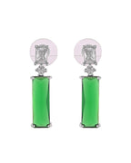 VOJ Silver Plated Green Stone Studded Necklace Set | Grocsy