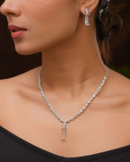 VOJ Silver Plated White Stone Studded Necklace Set | Grocsy