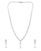 VOJ Silver Plated White Stone Studded Necklace Set | Grocsy