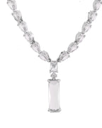 VOJ Silver Plated White Stone Studded Necklace Set | Grocsy