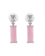 VOJ Silver Plated Baby Pink Stone Studded Necklace Set | Grocsy
