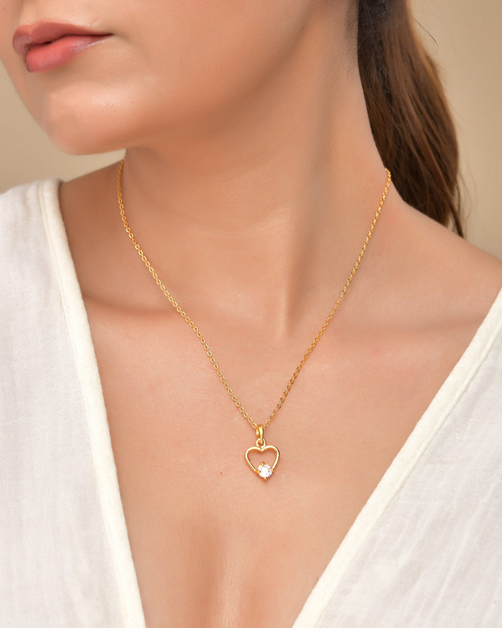 VOJ Gold Polished Stainless Steel Chain With Stone Studded Pendant | Grocsy
