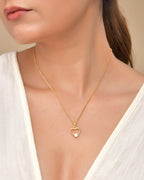 VOJ Gold Polished Stainless Steel Chain With Stone Studded Pendant | Grocsy