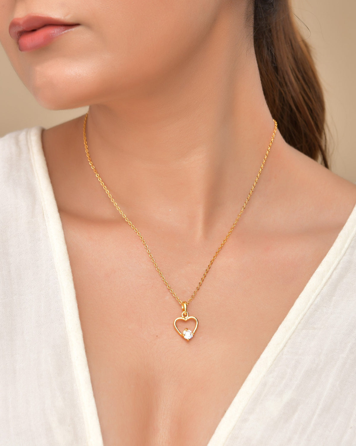 VOJ Gold Polished Stainless Steel Chain With Stone Studded Pendant | Grocsy