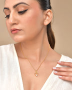 VOJ Gold Polished Stainless Steel Chain With Stone Studded Pendant | Grocsy