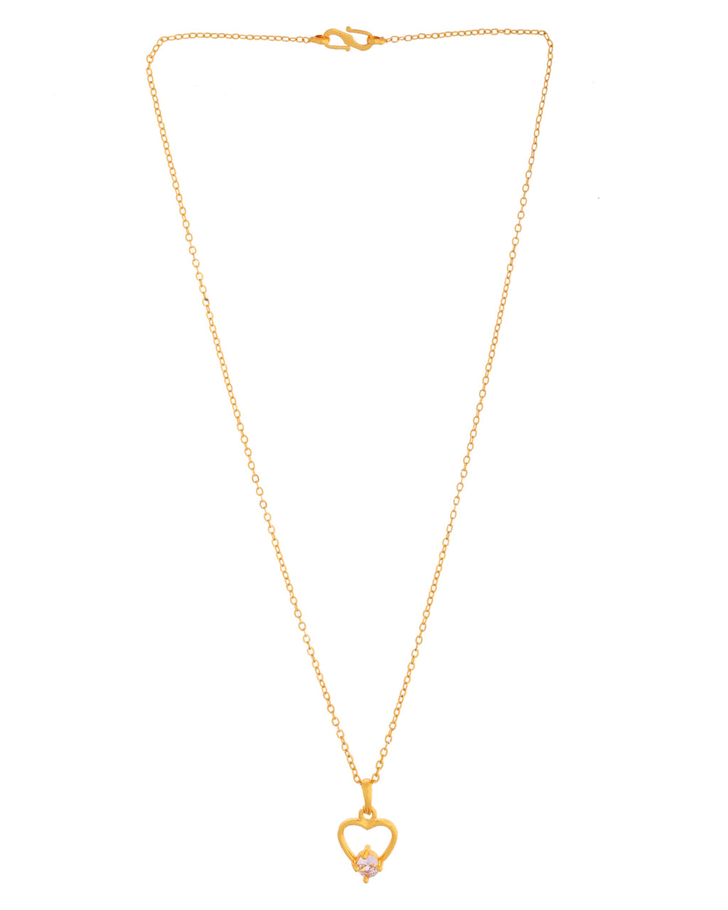 VOJ Gold Polished Stainless Steel Chain With Stone Studded Pendant | Grocsy