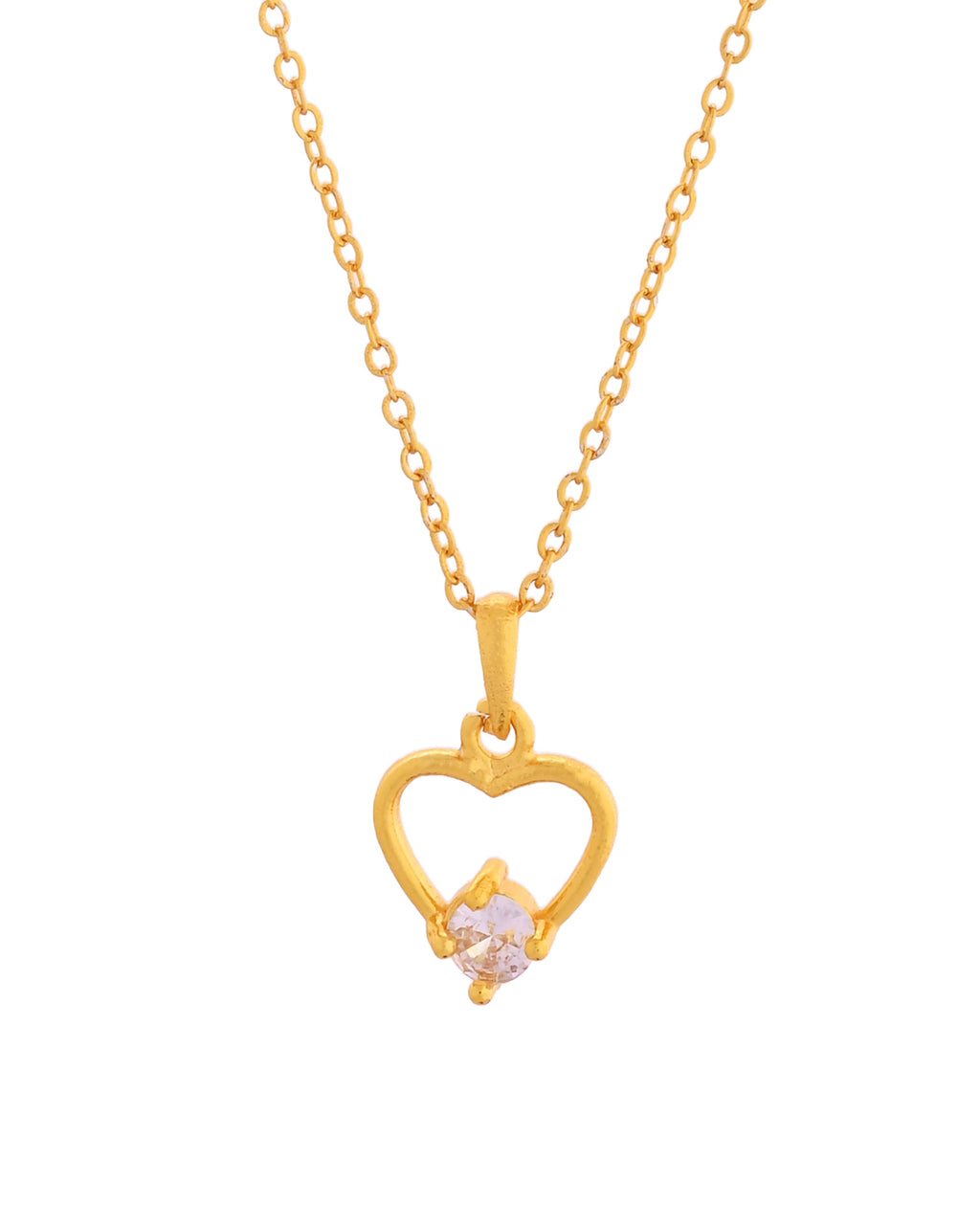 VOJ Gold Polished Stainless Steel Chain With Stone Studded Pendant | Grocsy