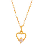 VOJ Gold Polished Stainless Steel Chain With Stone Studded Pendant | Grocsy