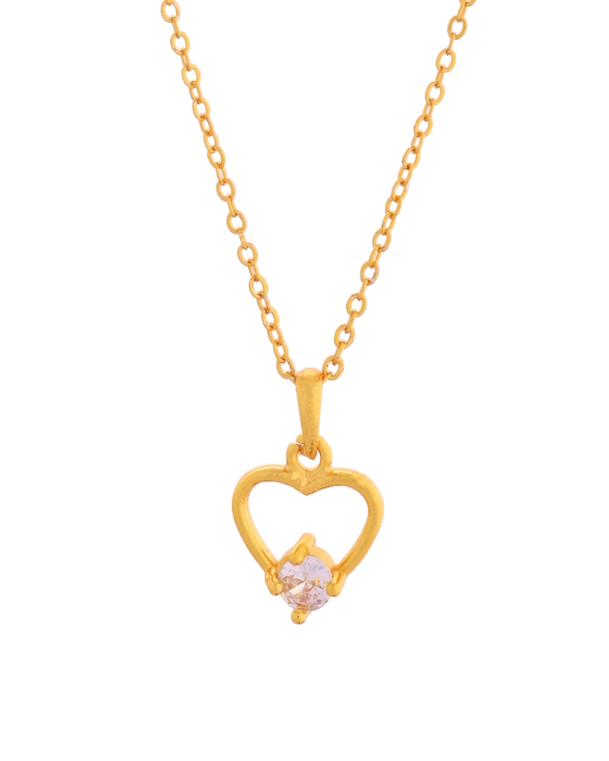 VOJ Gold Polished Stainless Steel Chain With Stone Studded Pendant | Grocsy
