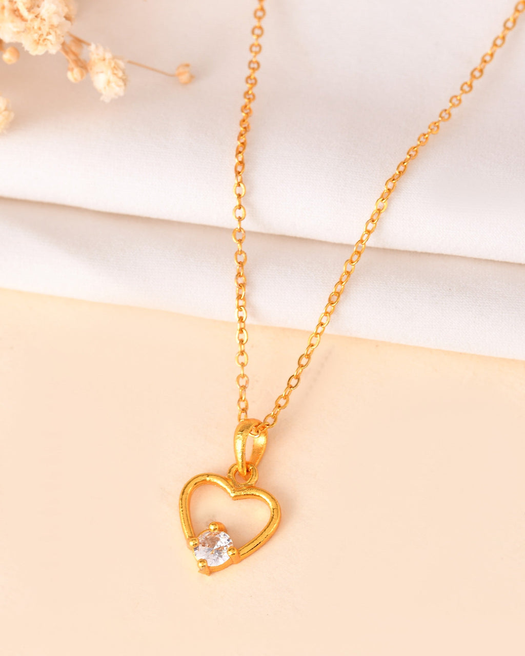 VOJ Gold Polished Stainless Steel Chain With Stone Studded Pendant | Grocsy
