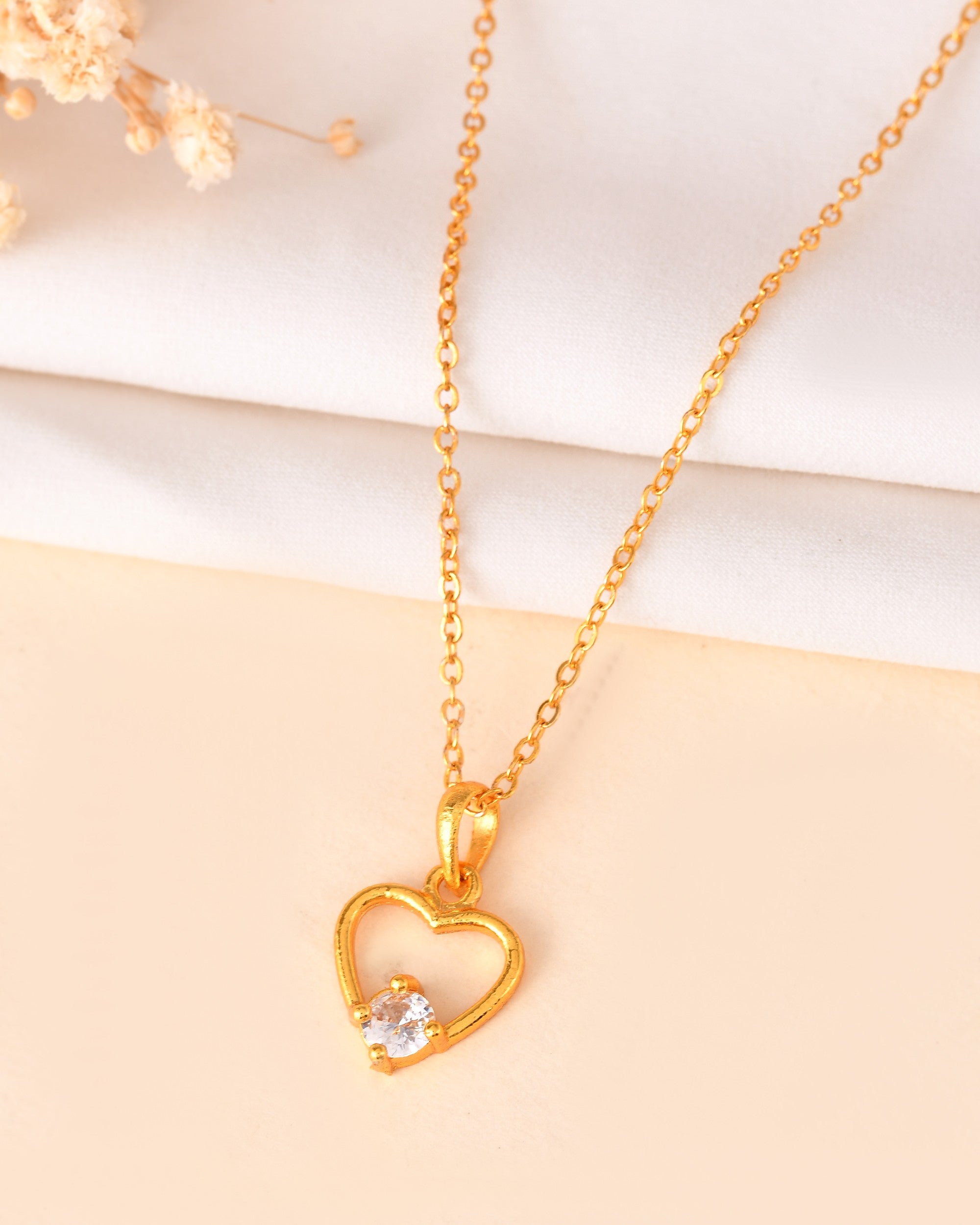 VOJ Gold Polished Stainless Steel Chain With Stone Studded Pendant | Grocsy