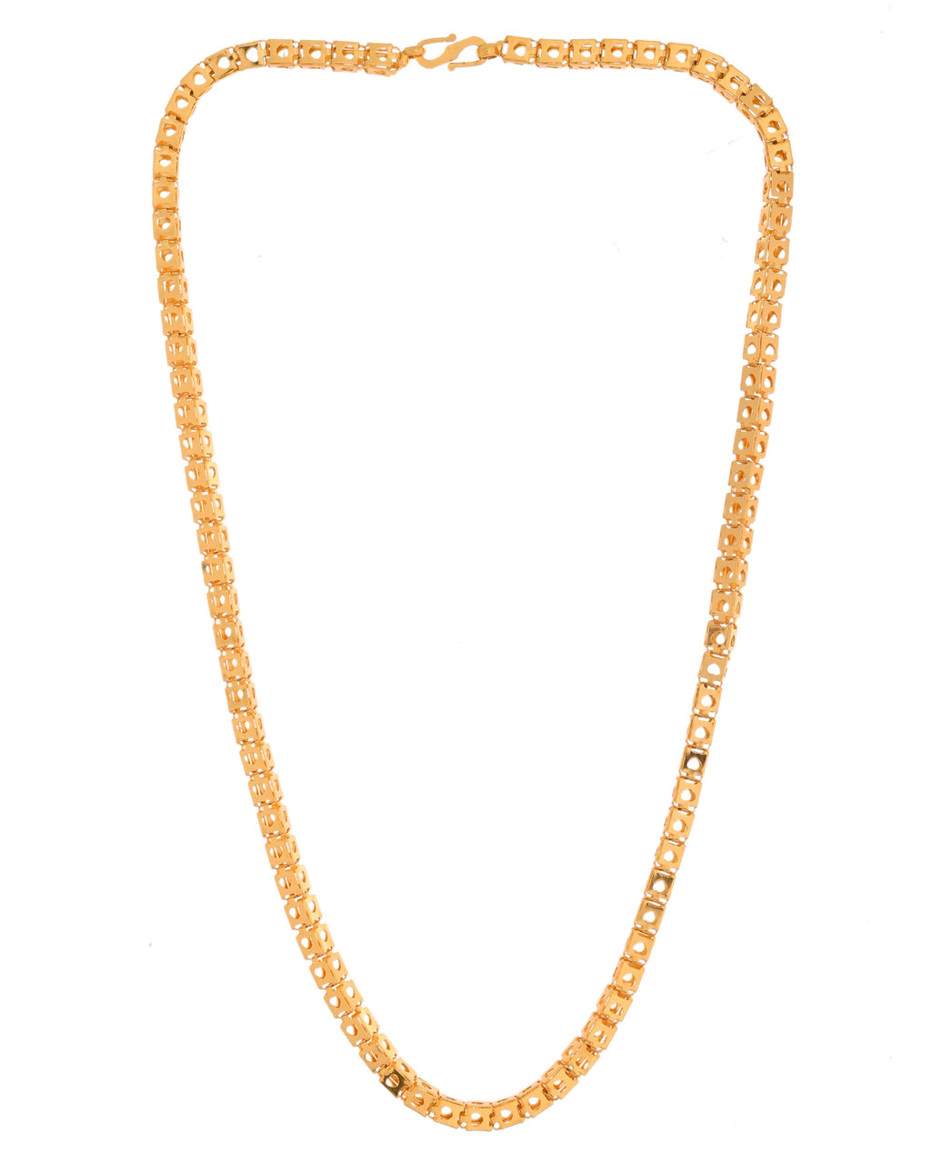 VOJ Men Stainless Steel Gold Polished Square Shaped Chain | Grocsy
