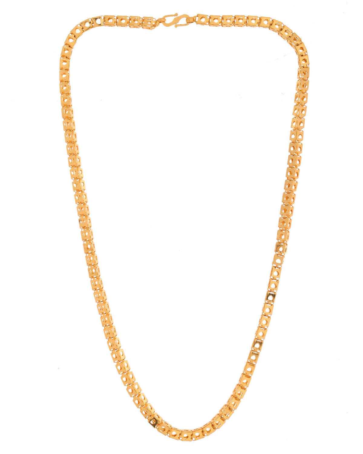 VOJ Men Stainless Steel Gold Polished Square Shaped Chain | Grocsy