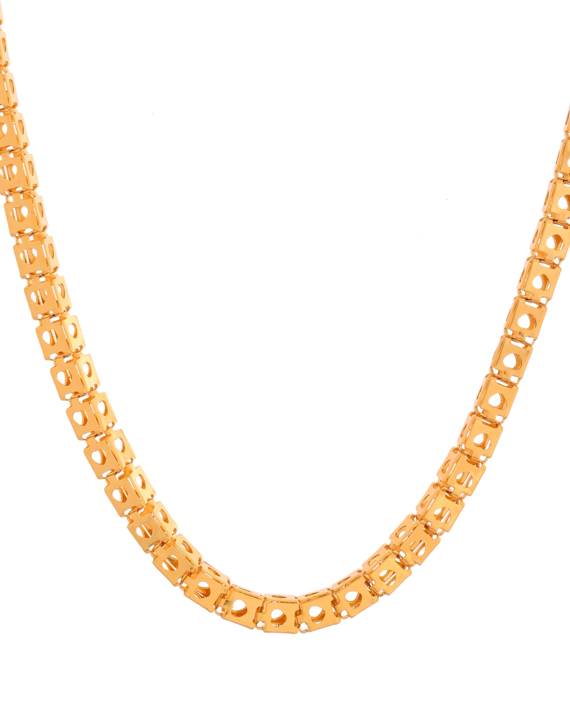 VOJ Men Stainless Steel Gold Polished Square Shaped Chain | Grocsy
