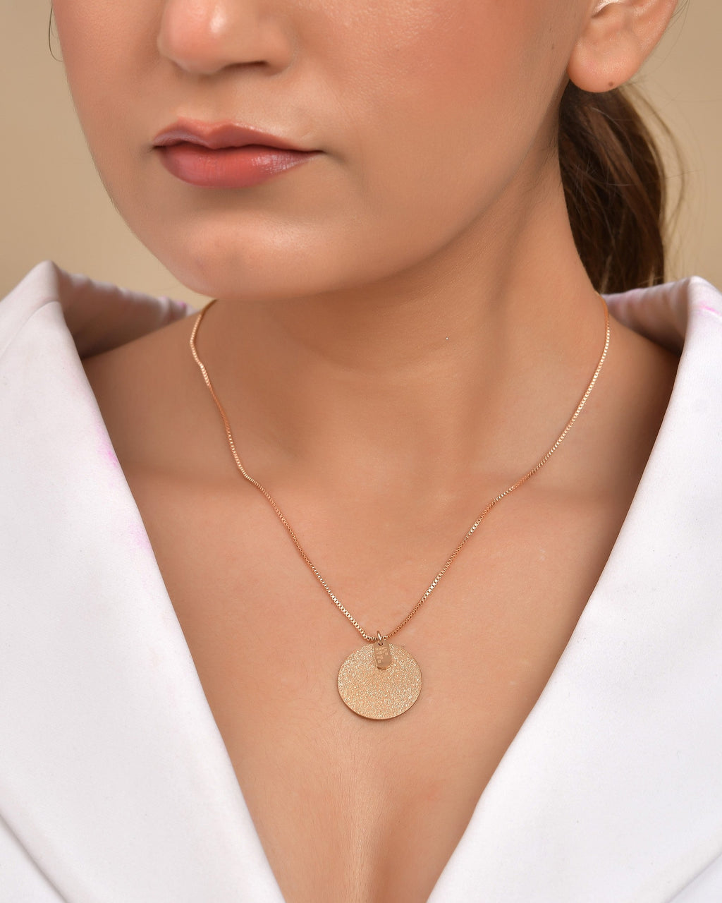 VOJ Gold Polished Chain With Circular Pendant | Grocsy