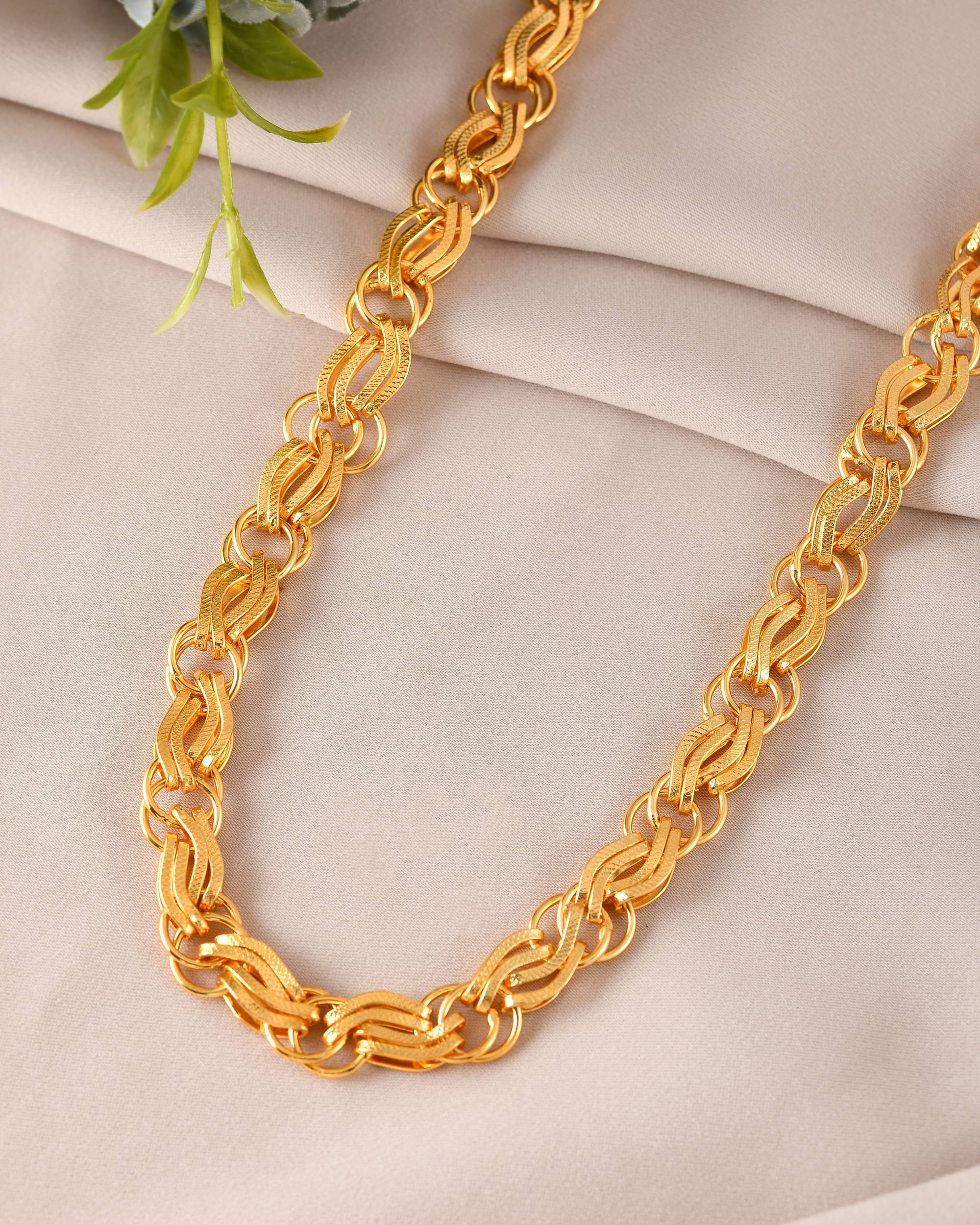 VOJ Gold Polished Stylish Stainless Steel Chain For Men | Grocsy