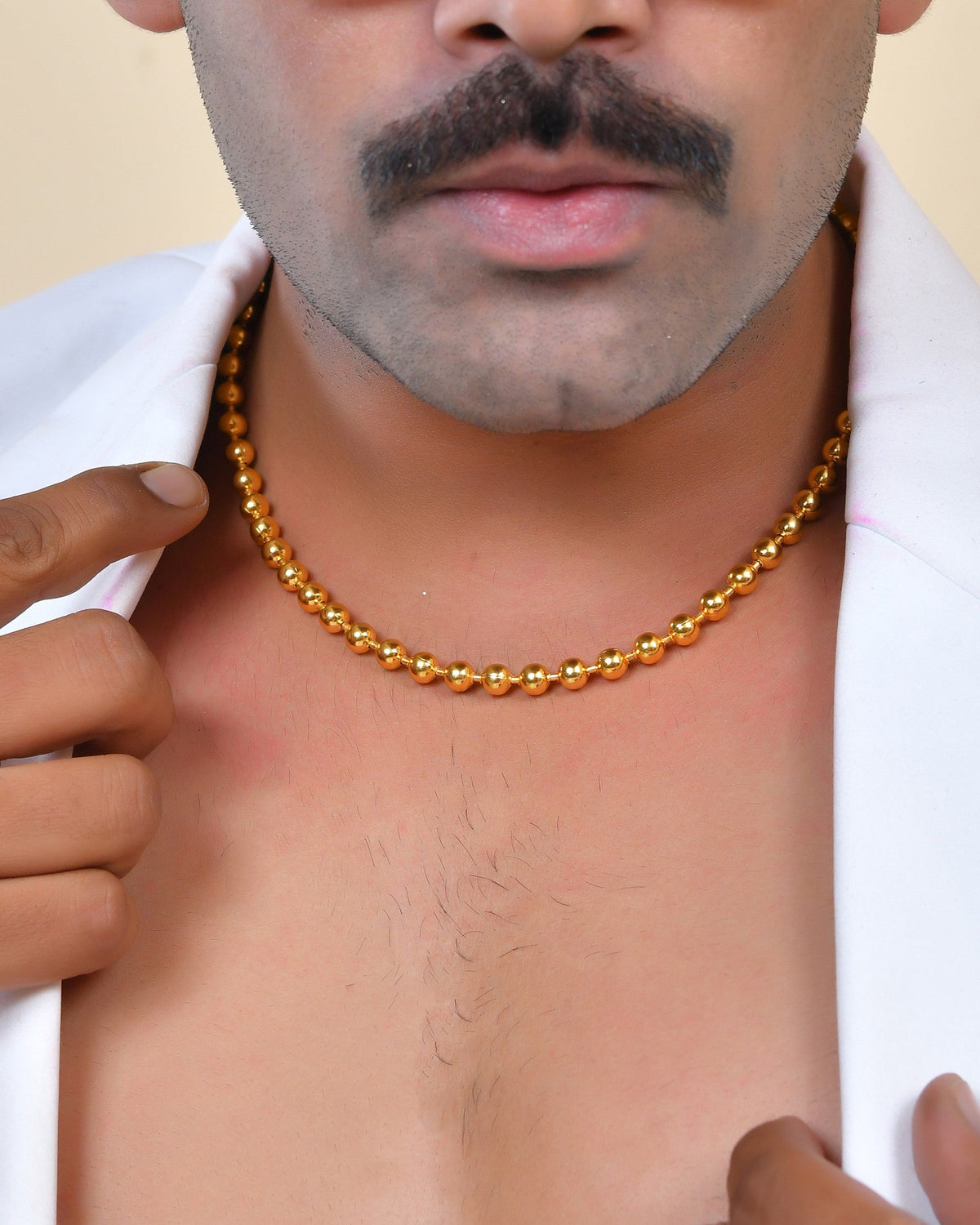 VOJ Gold Polished Ball Shaped Elegant Chain For Men | Grocsy