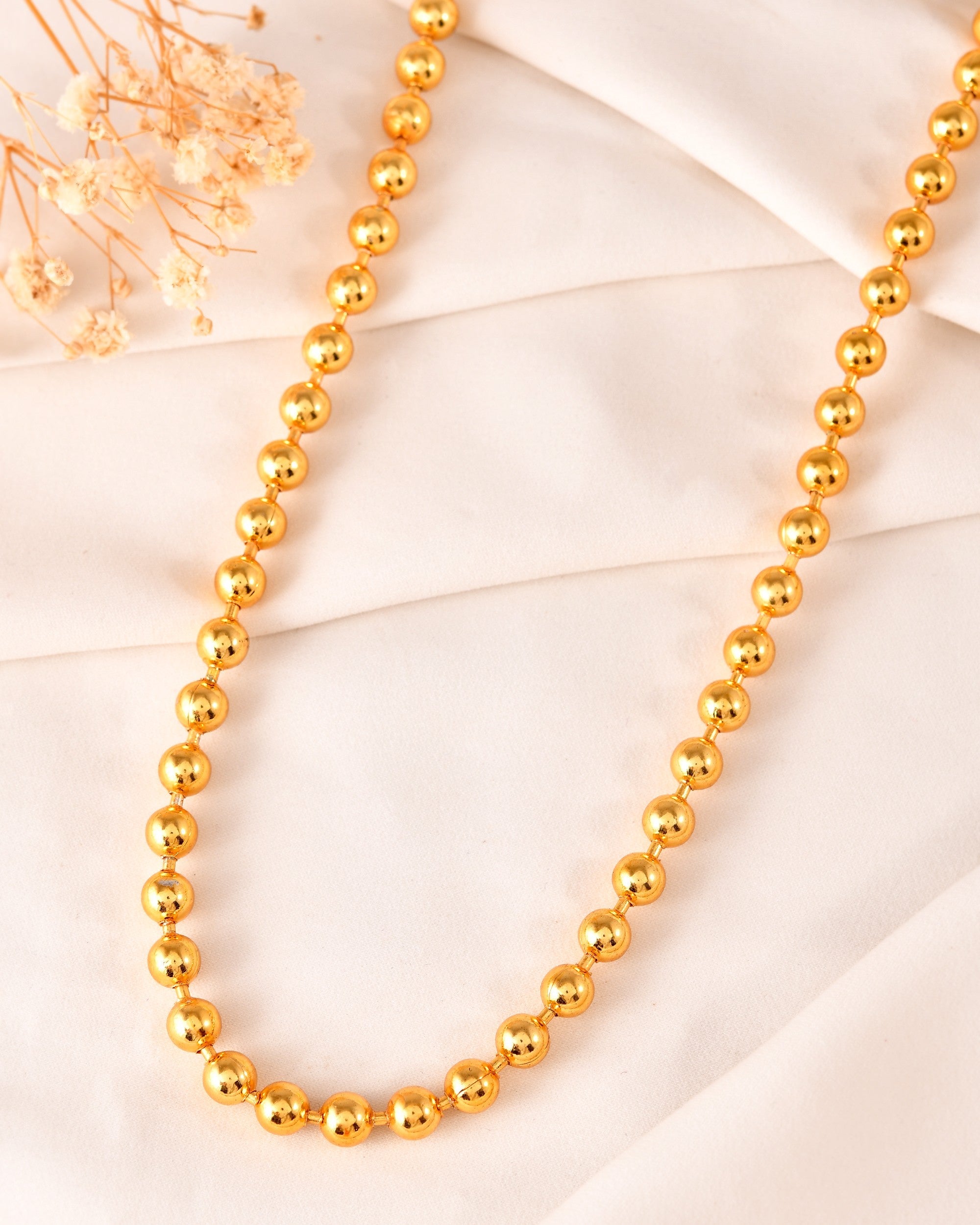 VOJ Gold Polished Ball Shaped Elegant Chain For Men | Grocsy