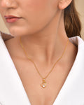 VOJ Gold Polished Chain With Heart Shaped Stone Studded Pendant | Grocsy