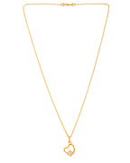 VOJ Gold Polished Chain With Heart Shaped Stone Studded Pendant | Grocsy