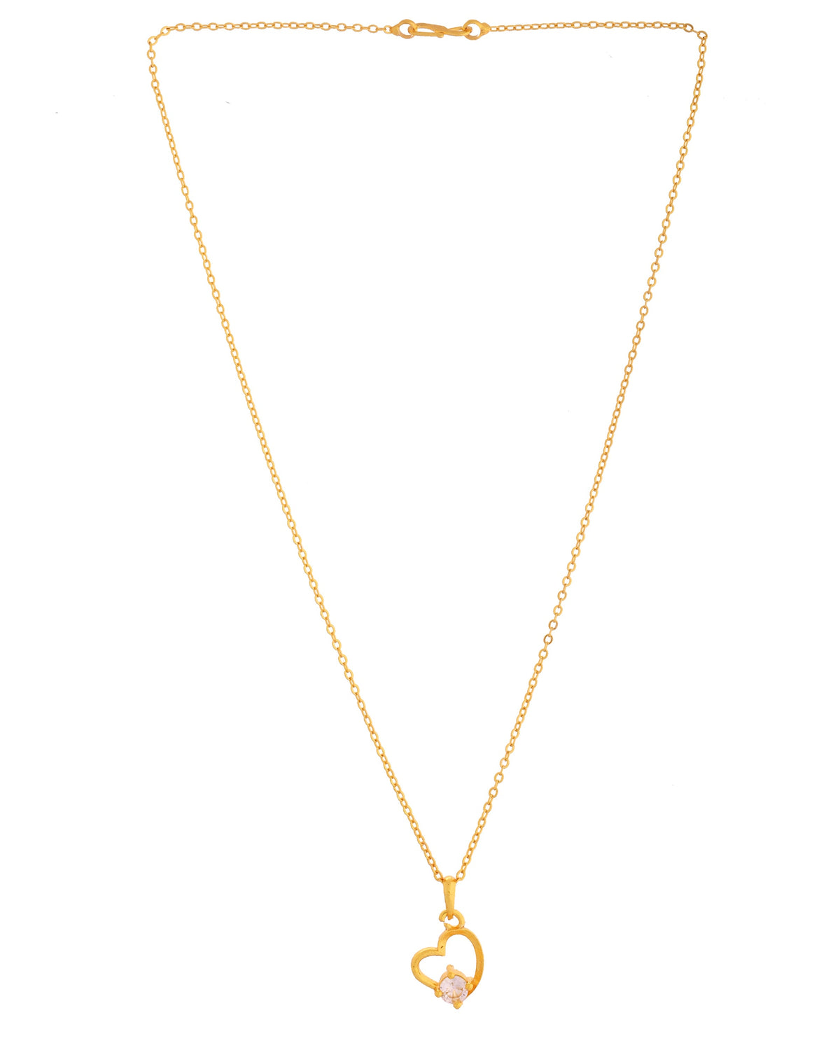 VOJ Gold Polished Chain With Heart Shaped Stone Studded Pendant | Grocsy