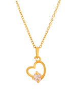 VOJ Gold Polished Chain With Heart Shaped Stone Studded Pendant | Grocsy