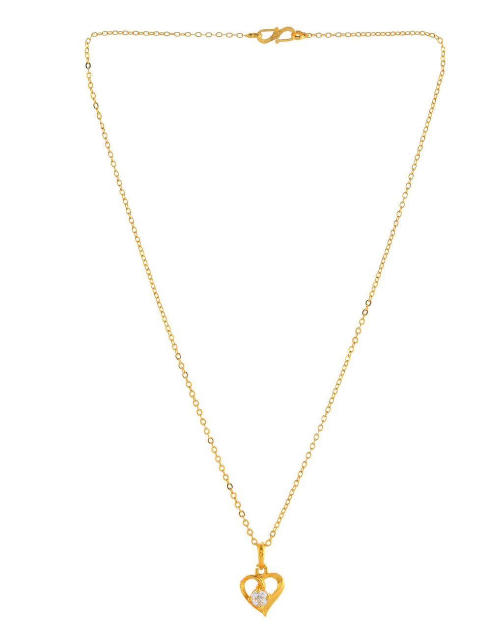VOJ Gold Polished Chain With Heart Shaped Pendant | Grocsy