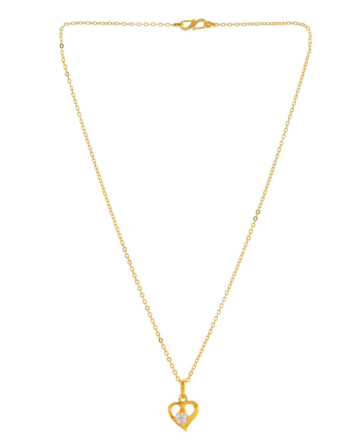 VOJ Gold Polished Chain With Heart Shaped Pendant | Grocsy