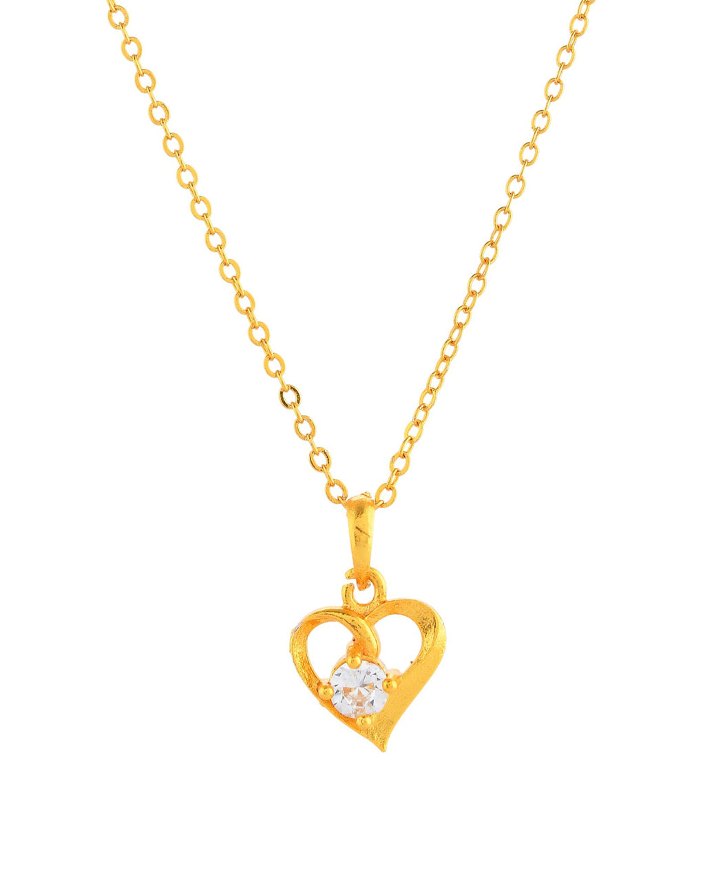 VOJ Gold Polished Chain With Heart Shaped Pendant | Grocsy