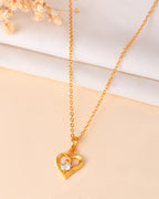VOJ Gold Polished Chain With Heart Shaped Pendant | Grocsy