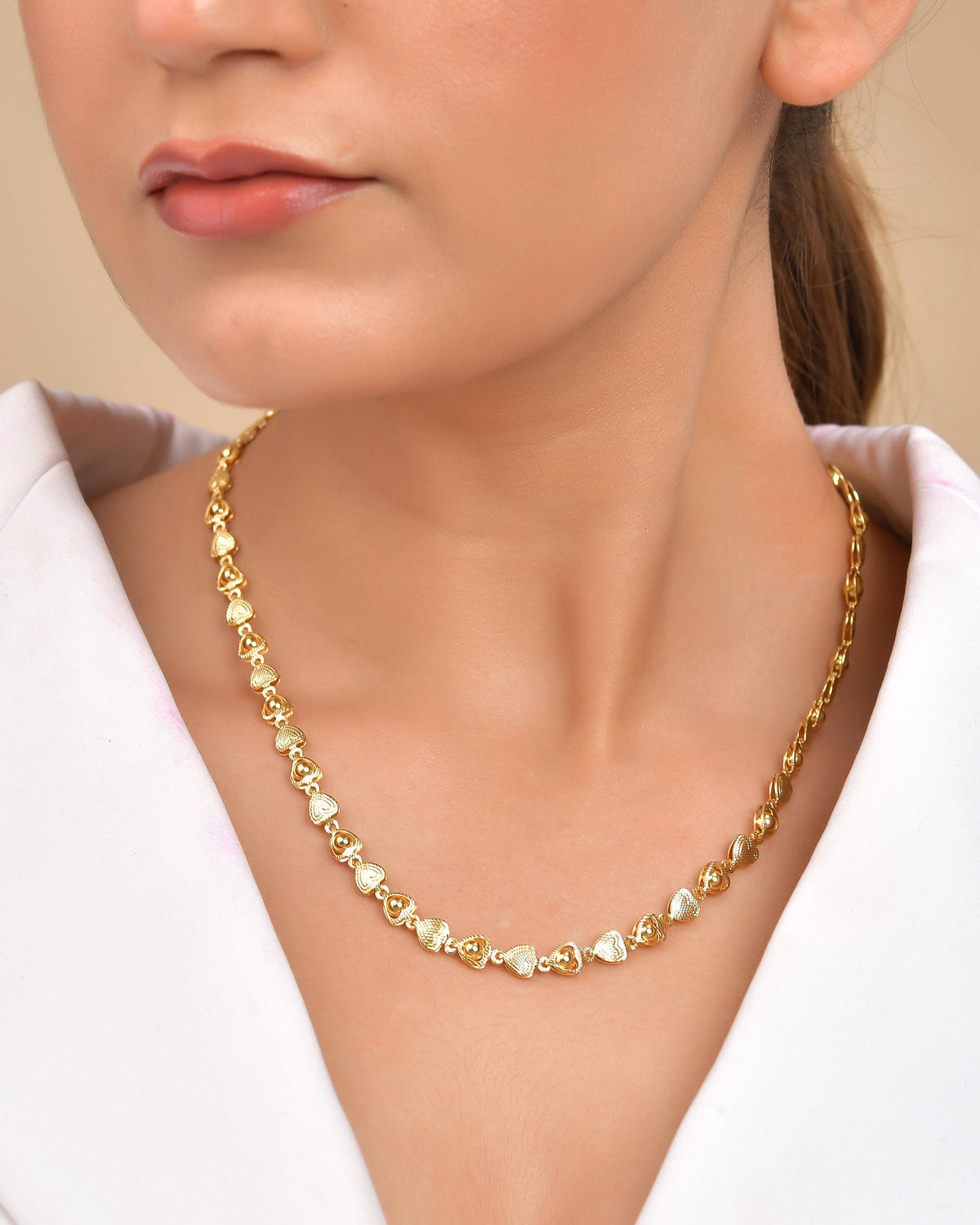 VOJ Women Gold Polished Heart Shaped Chain | Grocsy