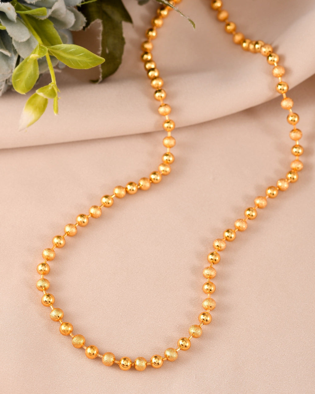 VOJ Men Gold Polished Ball Studded Elegant Chain | Grocsy