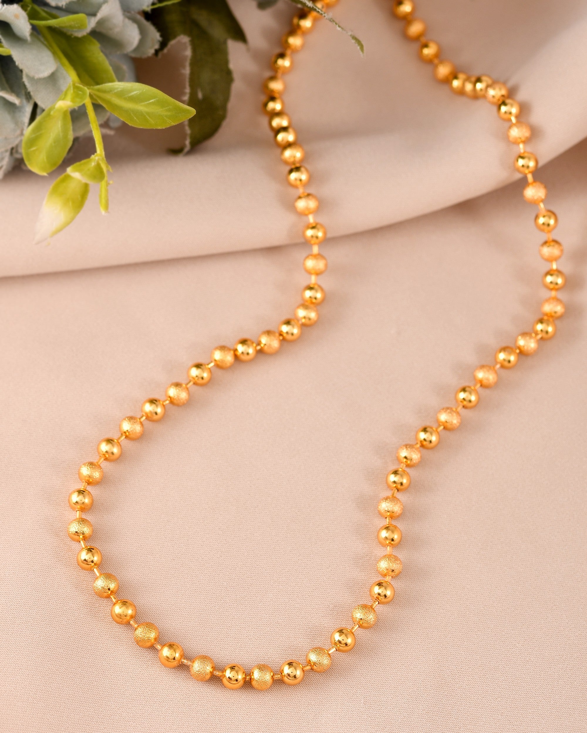 VOJ Men Gold Polished Ball Studded Elegant Chain | Grocsy
