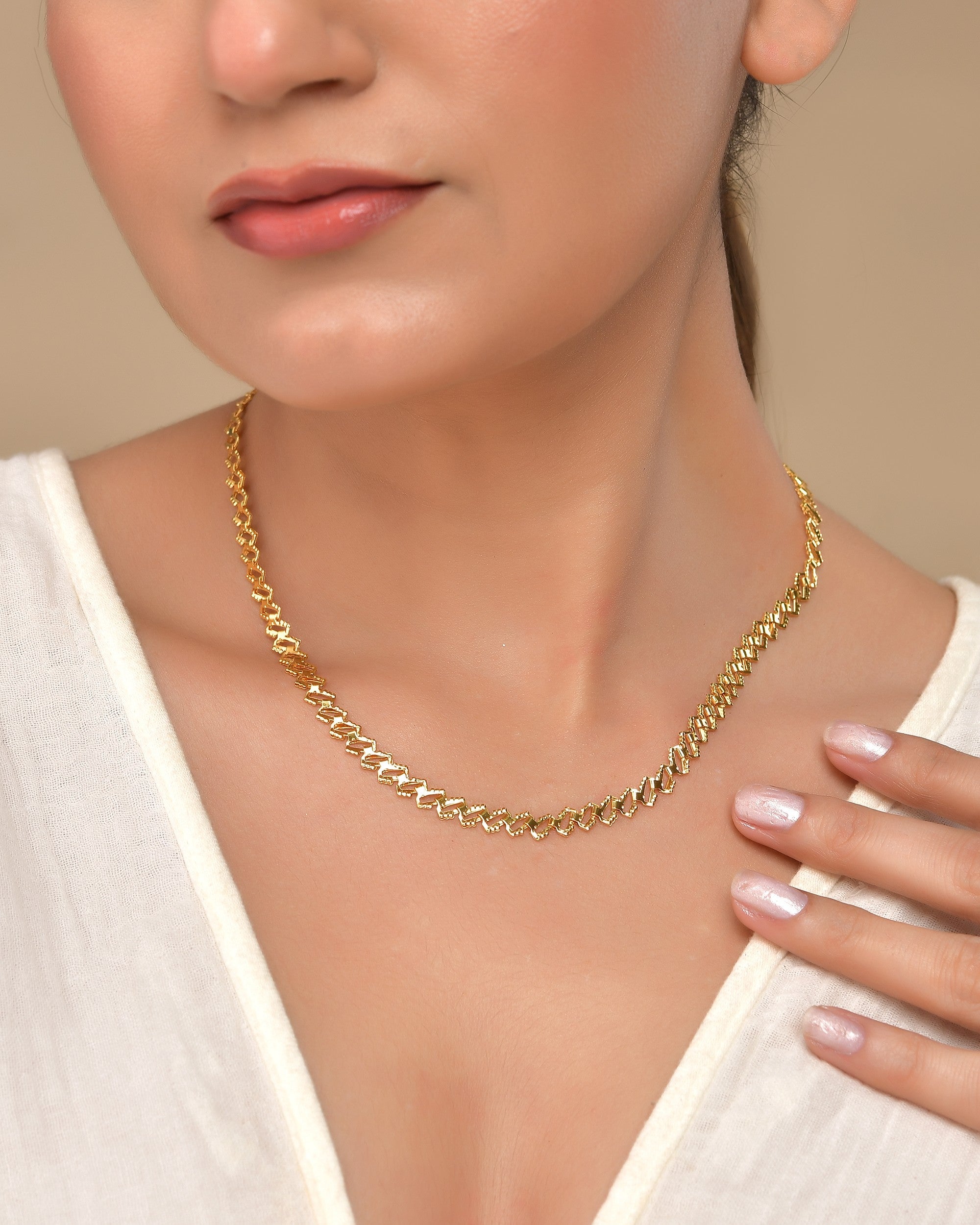 VOJ Gold Polished Designer Stainless Steel Chain For Women | Grocsy