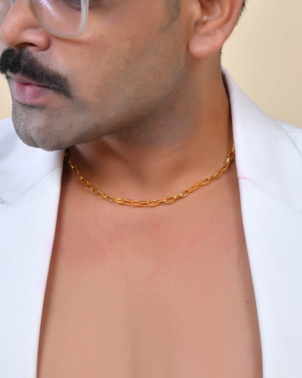 VOJ Gold Polished Stainless Steel Linked Chain For Men | Grocsy
