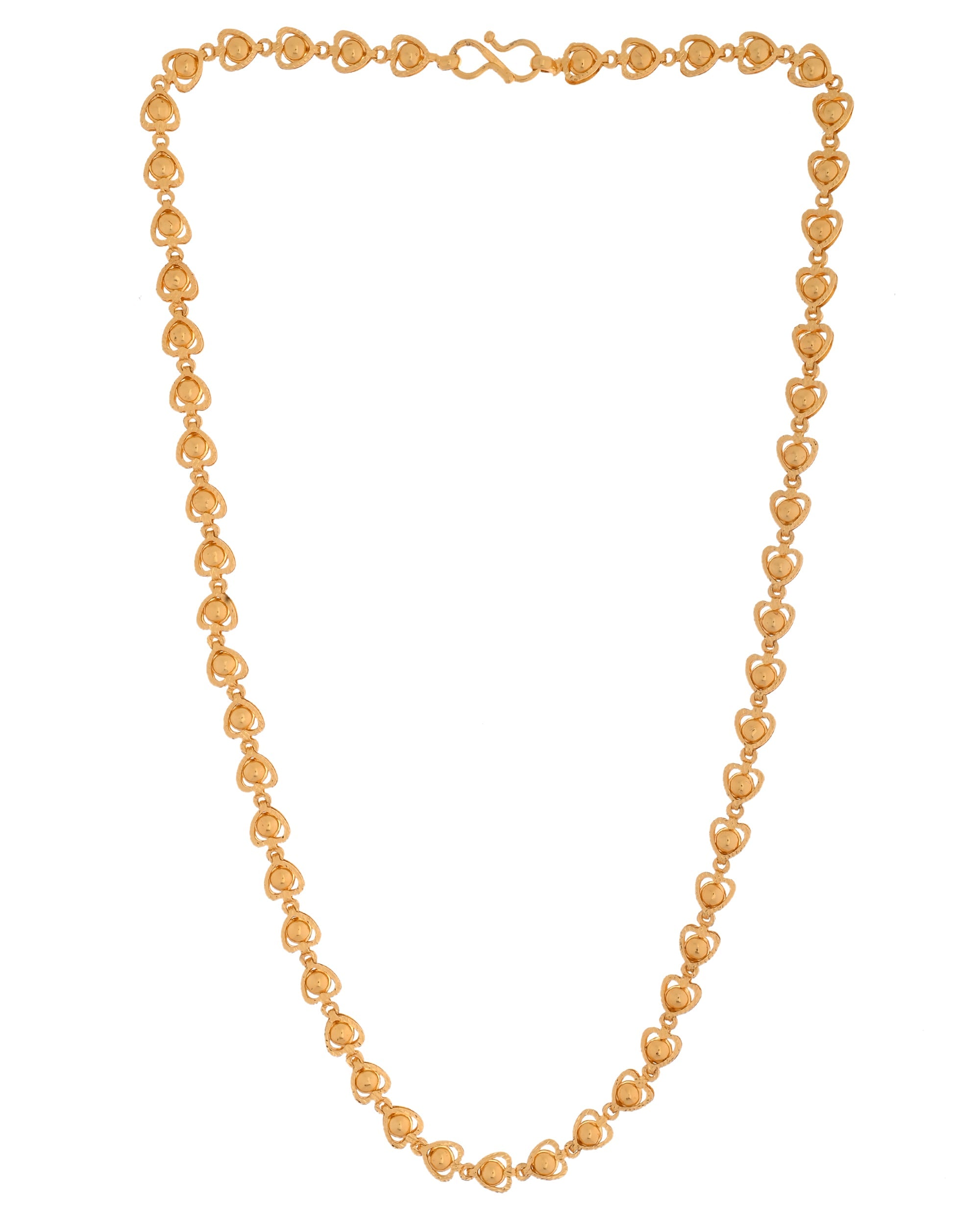 VOJ Gold Polished Heart Shaped Simple Chain For Women | Grocsy