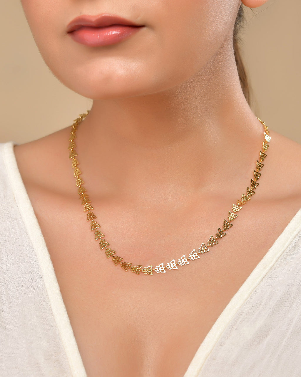 VOJ Gold Polished Stylish Butterfly Shaped Chain | Grocsy