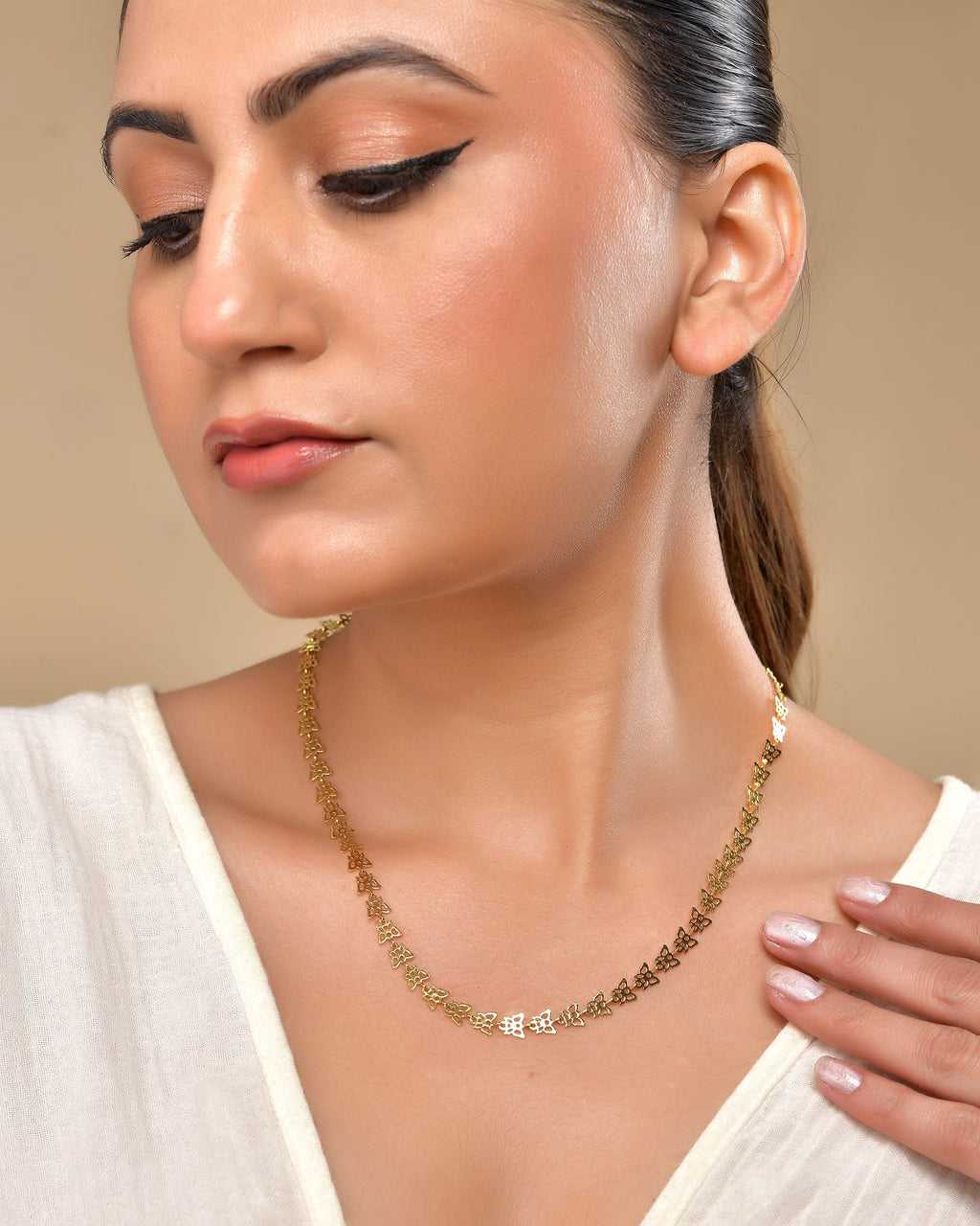 VOJ Gold Polished Stylish Butterfly Shaped Chain | Grocsy