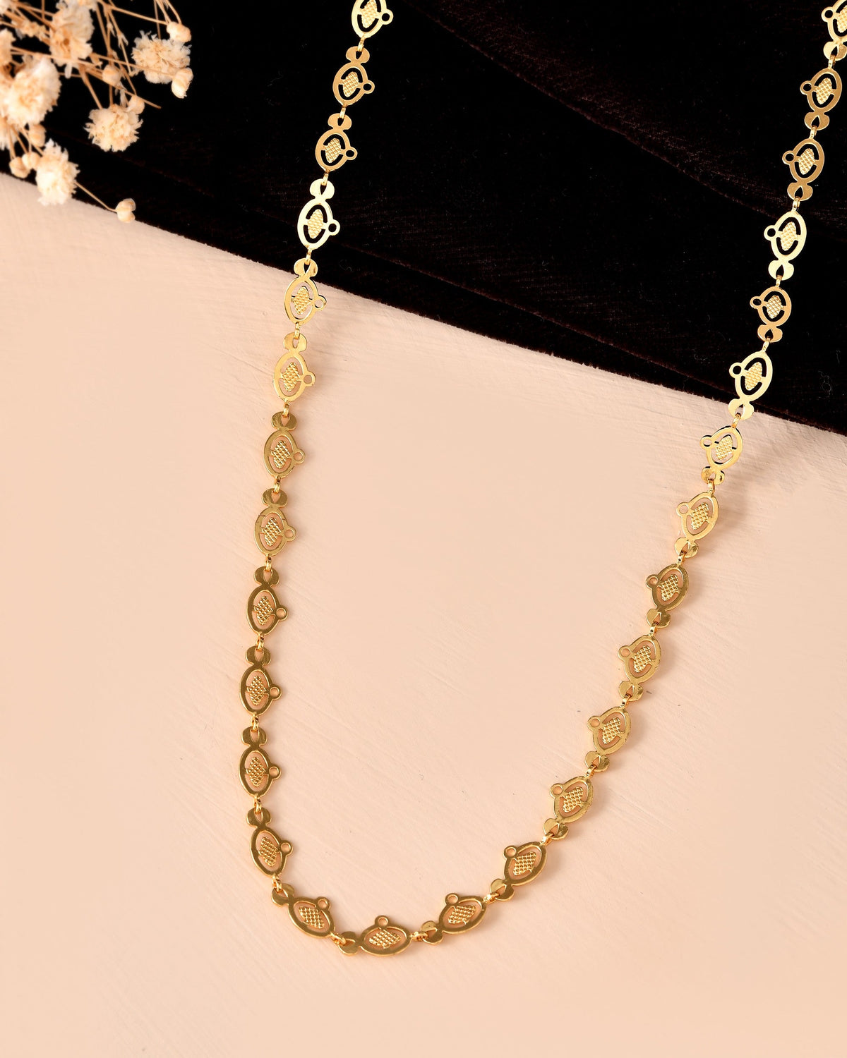 VOJ Gold Polished Oval Shaped Minimal Chain For Women | Grocsy