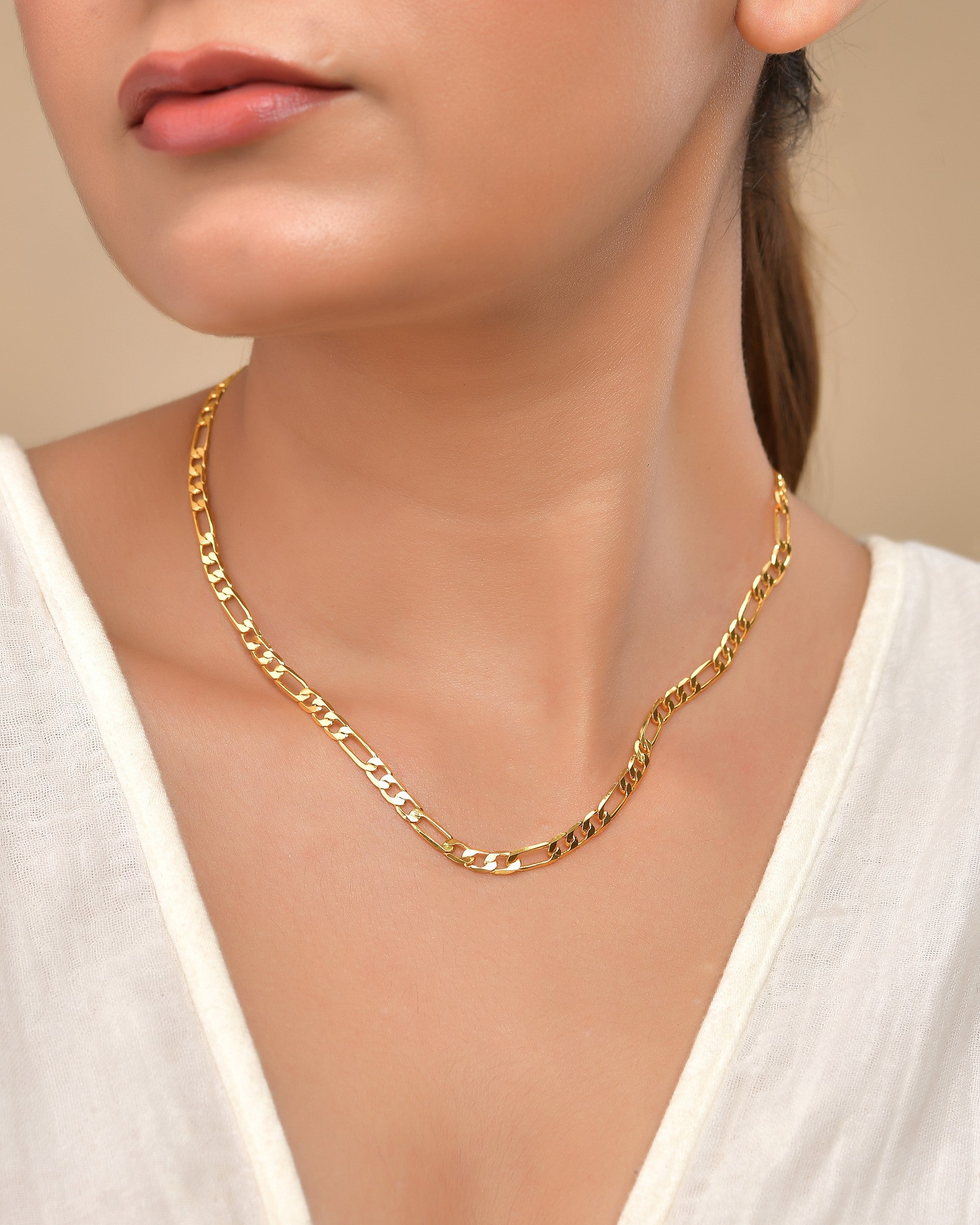 VOJ Gold Polished Minimal Linked Chain For Women | Grocsy