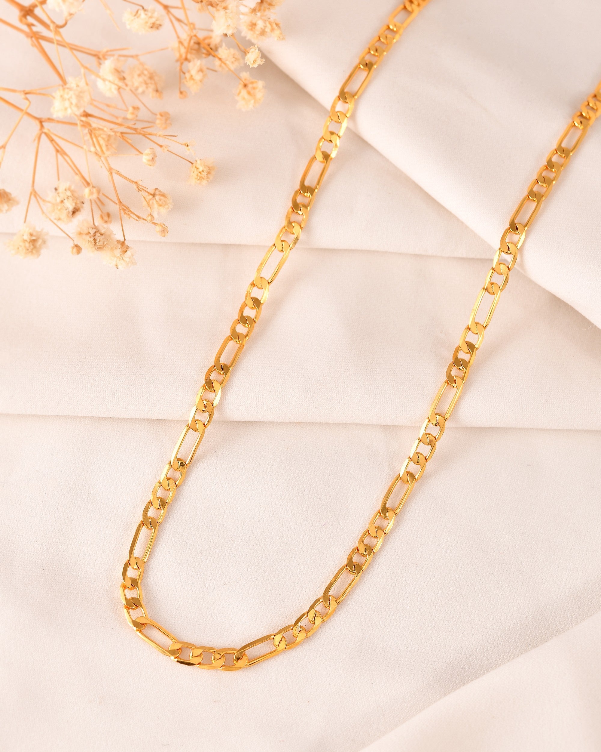 VOJ Gold Polished Minimal Linked Chain For Women | Grocsy